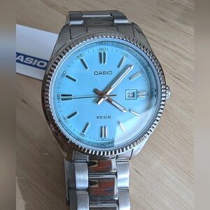 Casio LTP Series 30mm Turquoise Blue Dial Analogue Quartz Watch Stainless Steel